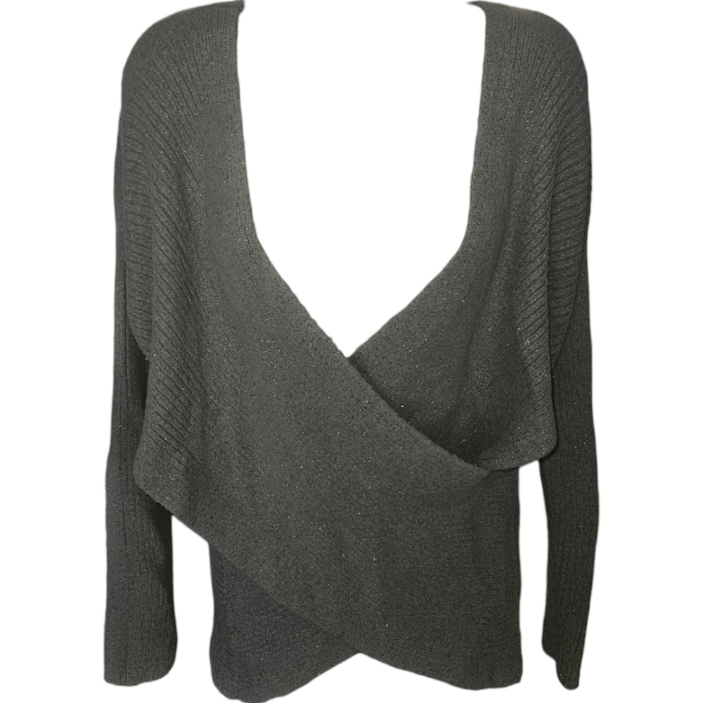 NWT Express Oversized Wrap Glitter Knit Long Sleeve Sweater